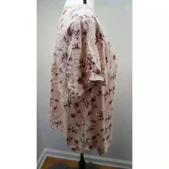 Como Blu V-Neck Short Sleeve Floral Blouse Top, Size L - Picture 9 of 13